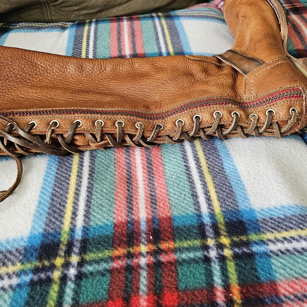 Freebird By Steven Brown Leather Knee-High Boots with Buckle - Picture 4 of 8